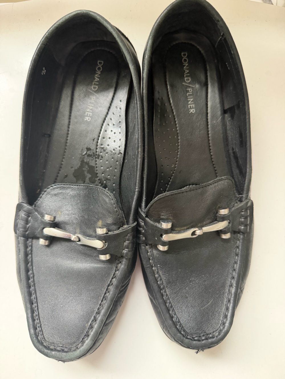 Donald J. Pliner Black Leather Bit Loafers
